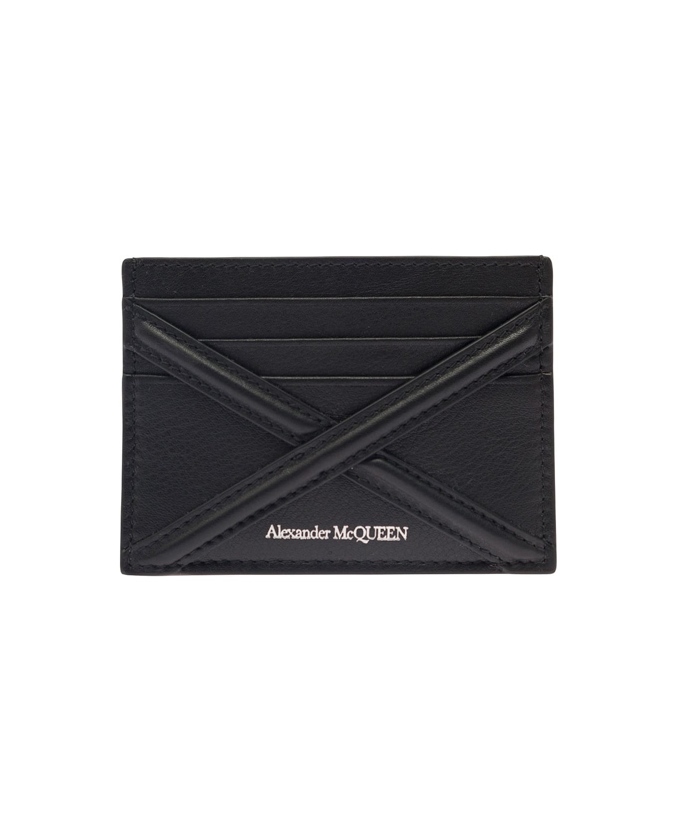 Alexander McQueen Black Card-holder With Harness Detail In Leather Man - Black