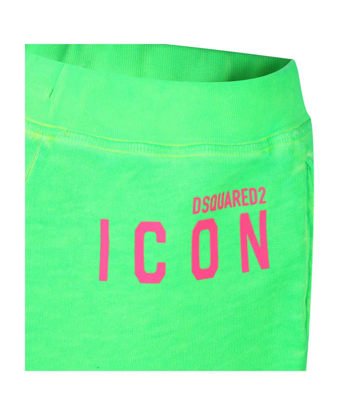 Dsquared2 Green Sports Shorts For Boy With Logo - Green