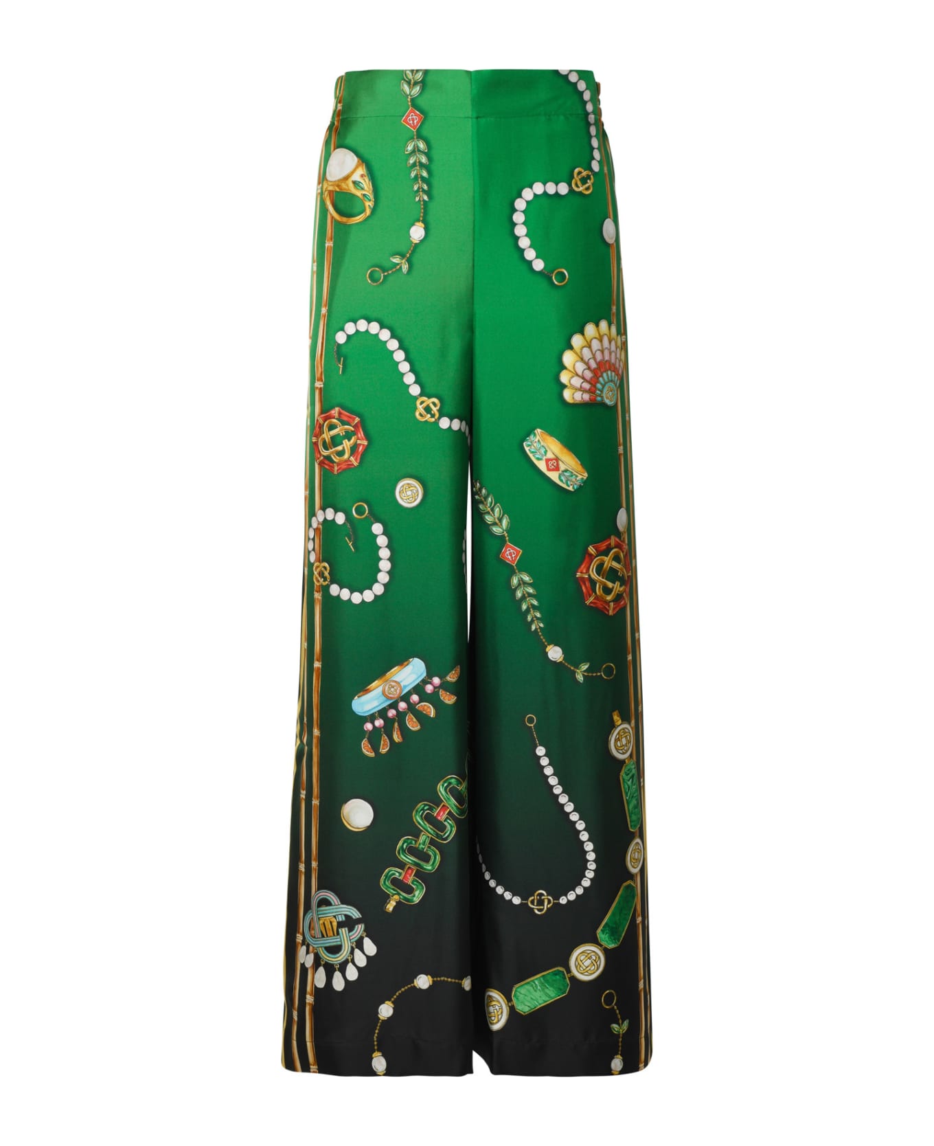 Casablanca Green Silk Trousers - MULTI