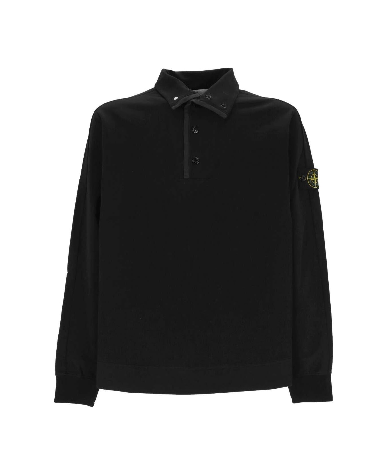 Stone Island Long-sleeved Polo Shirt - Nero