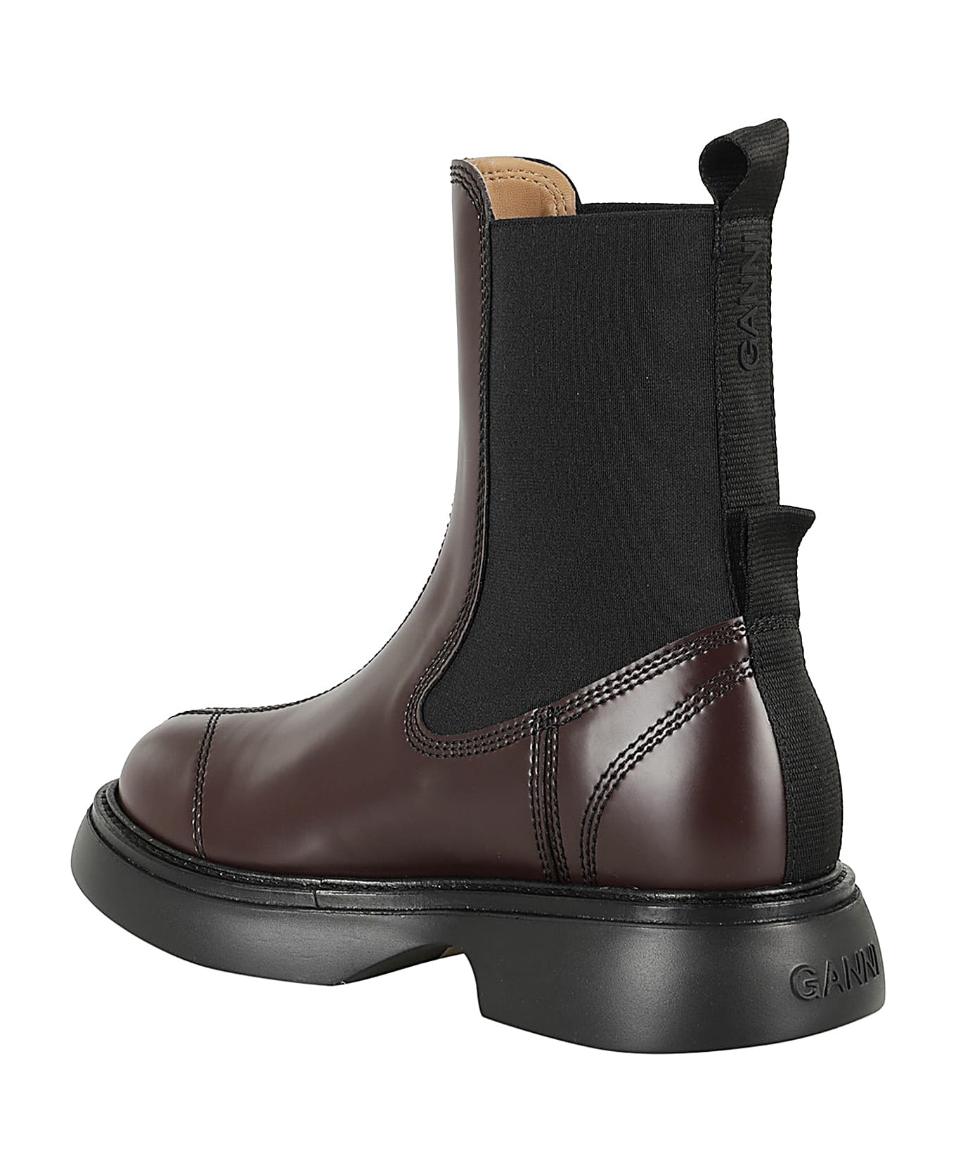 Ganni Everyday Mid Chelsea Boot Patent - Chocolate Fondant