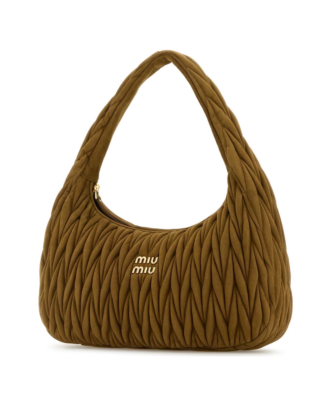 Miu Miu Biscuit Suede Shoulder Bag - OLIVA