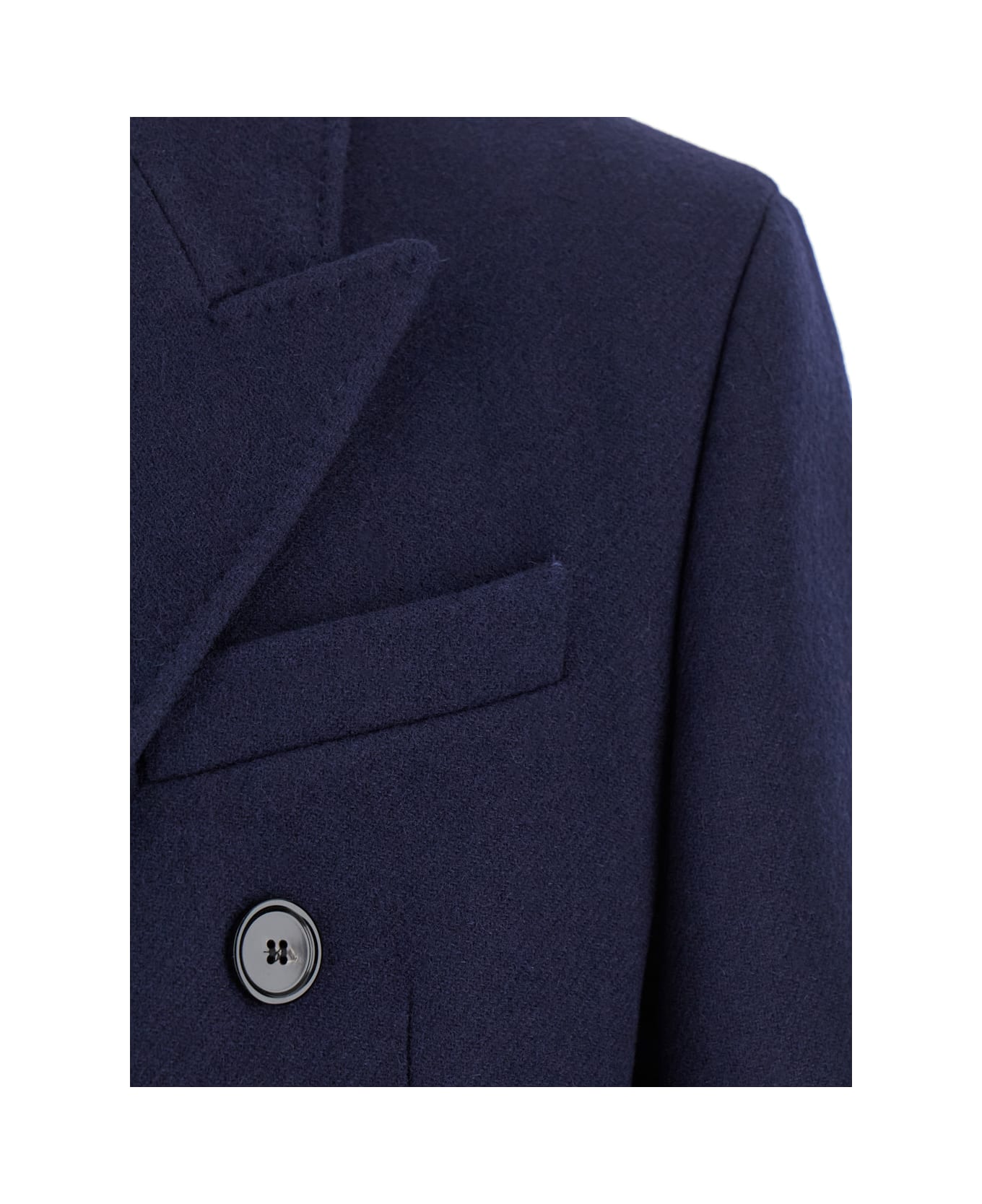 Ami Alexandre Mattiussi Blue Double-breasted Coat With Peak Revers In Wool Man - Blu