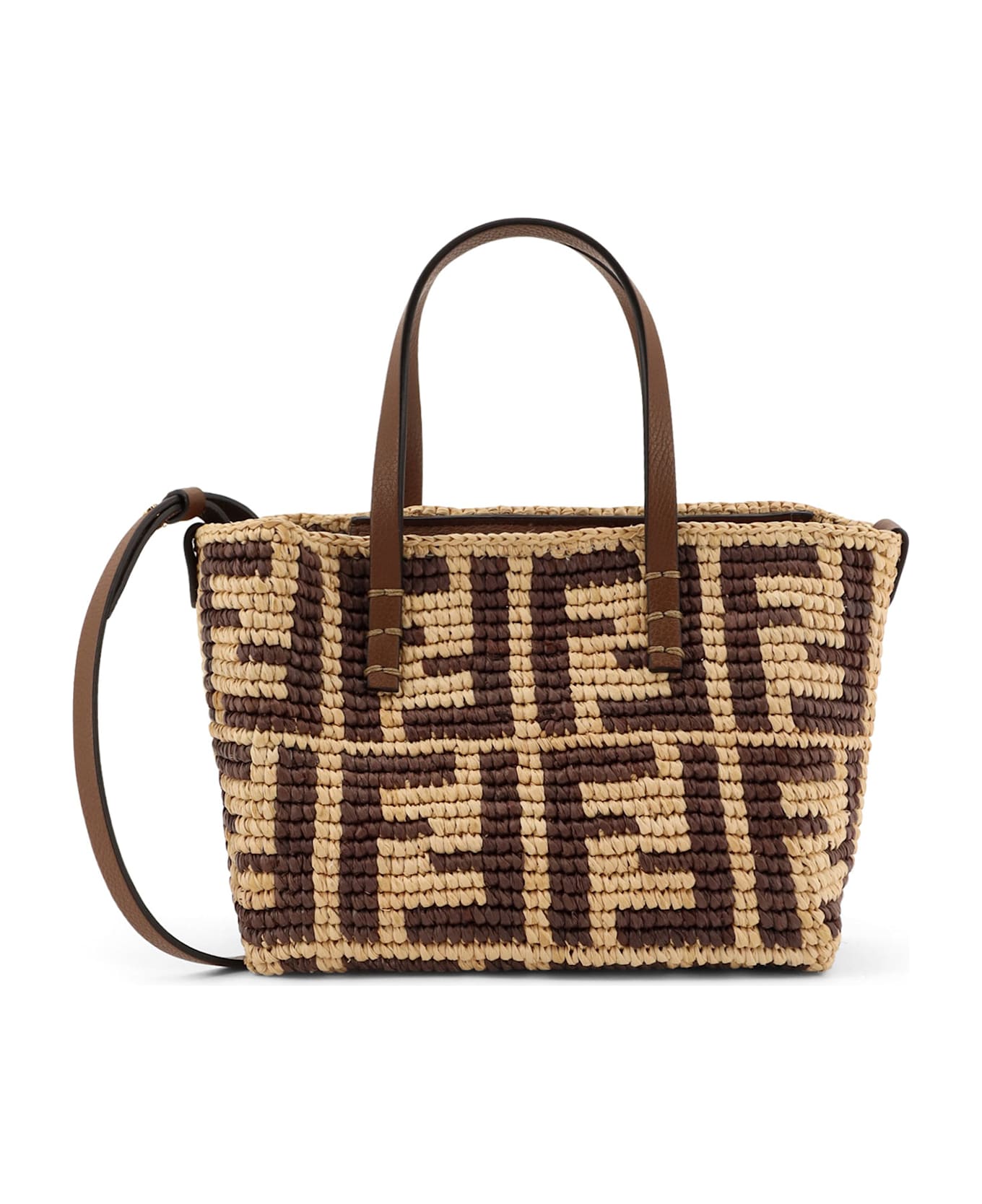 Fendi Raffia Mini Roll Shoulder Bag - Beige