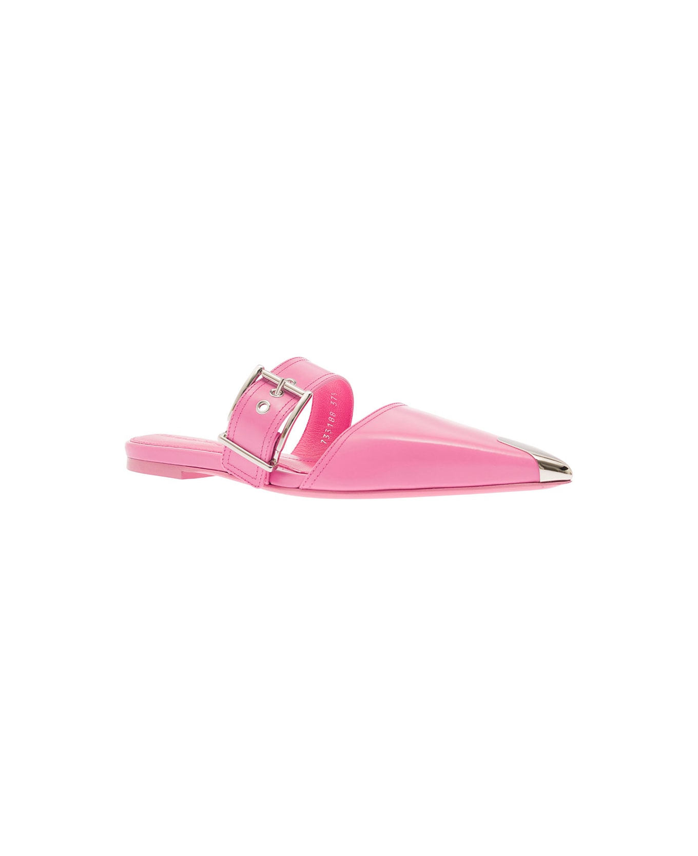 Alexander McQueen 'punk' Pink Mules With Metal Tip In Leather Woman - Pink サンダル