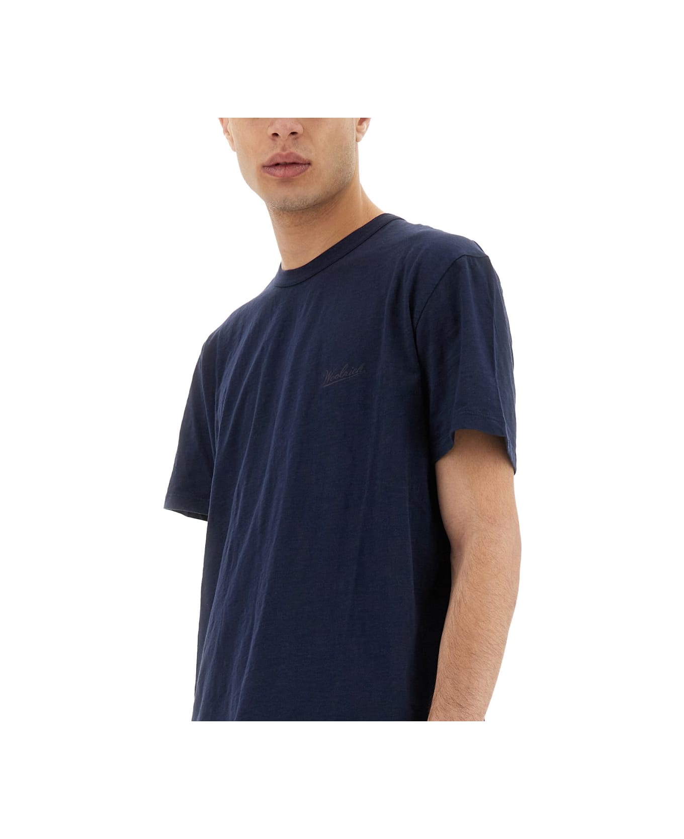 Woolrich Flamed Cotton T-shirt - BLUE