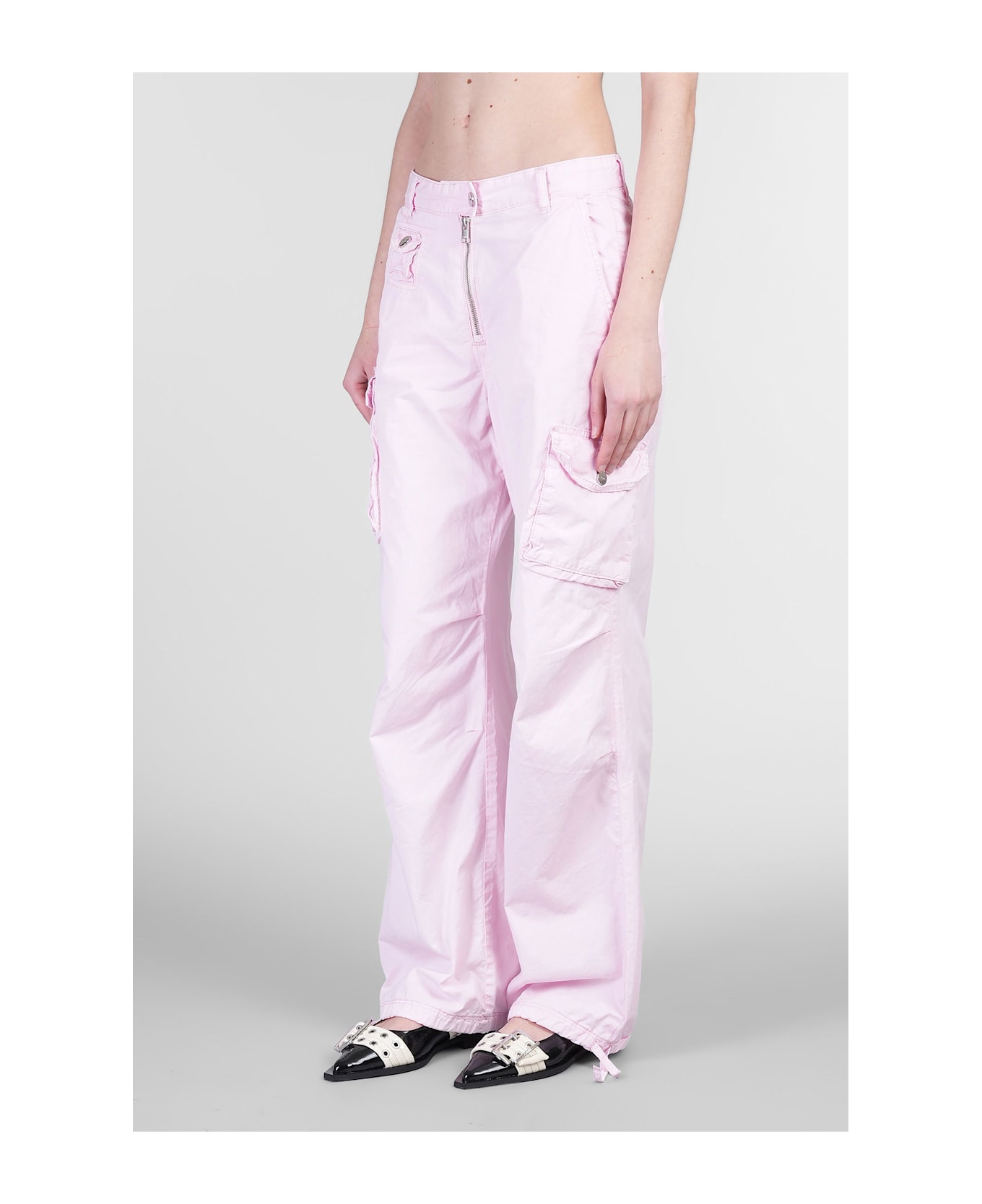 Ganni Pants In Rose-pink Cotton - rose-pink