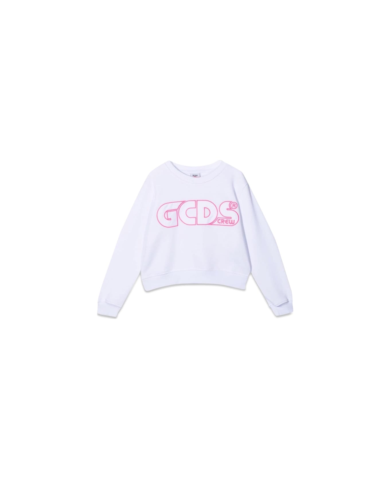 GCDS Sweatshirt Cropped Girl - WHITE ニットウェア＆スウェットシャツ
