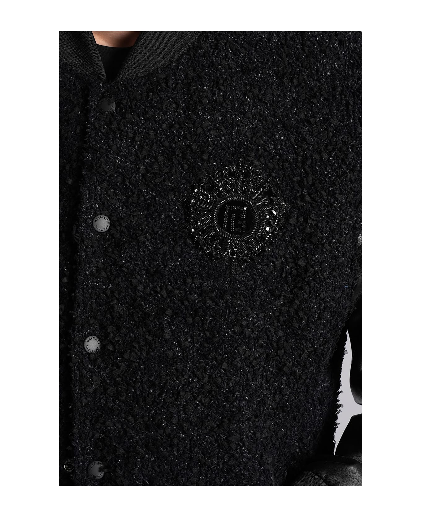 Balmain Bomber Jacket In Black Polyamide - black