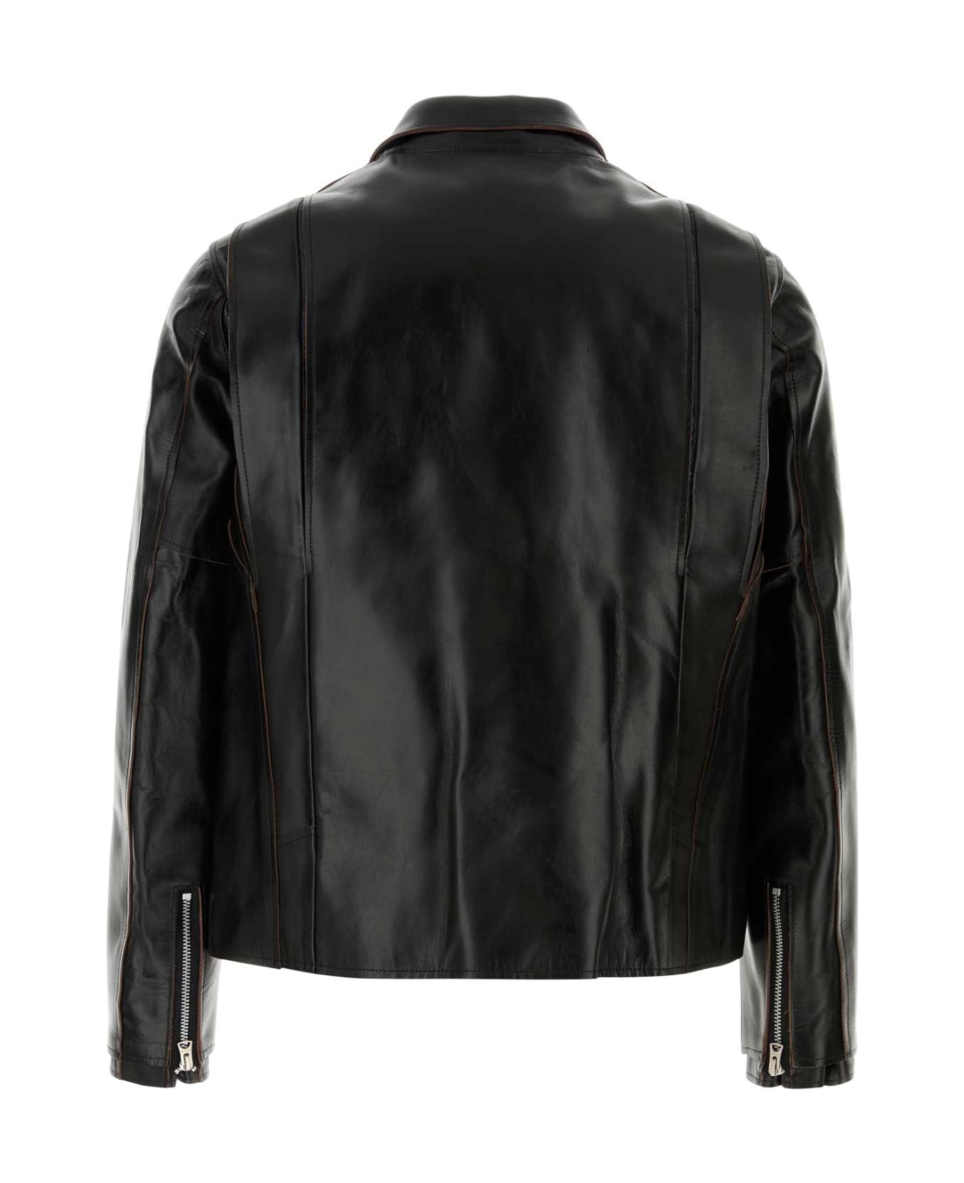 Sacai Black Leather Jacket - BLACK ベスト
