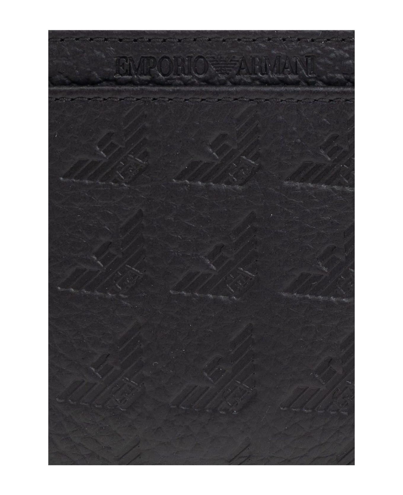 Emporio Armani Logo Plaque Card Holder - Black
