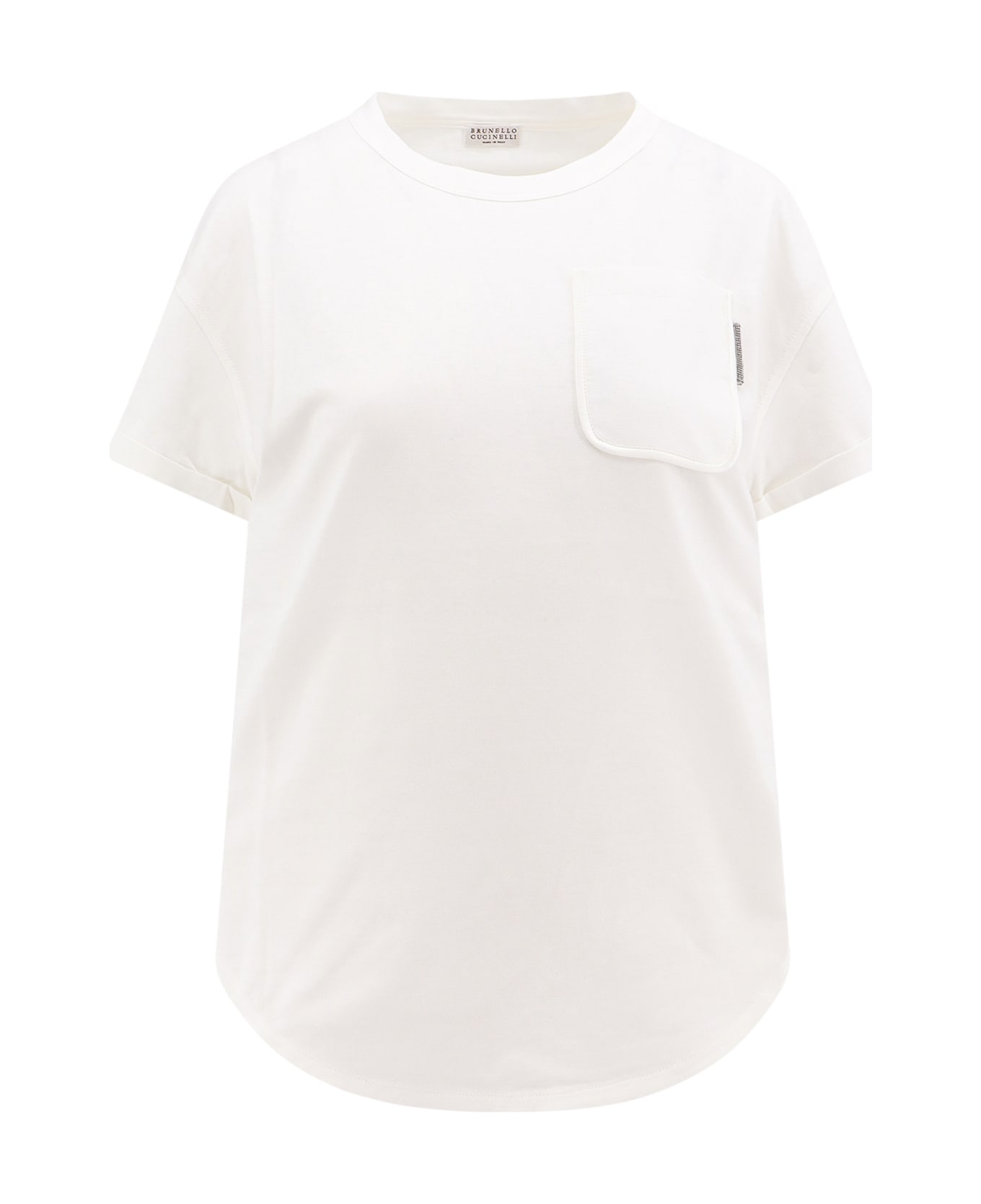 Brunello Cucinelli Cotton T-shirt With Iconic Jewel Application - White Tシャツ