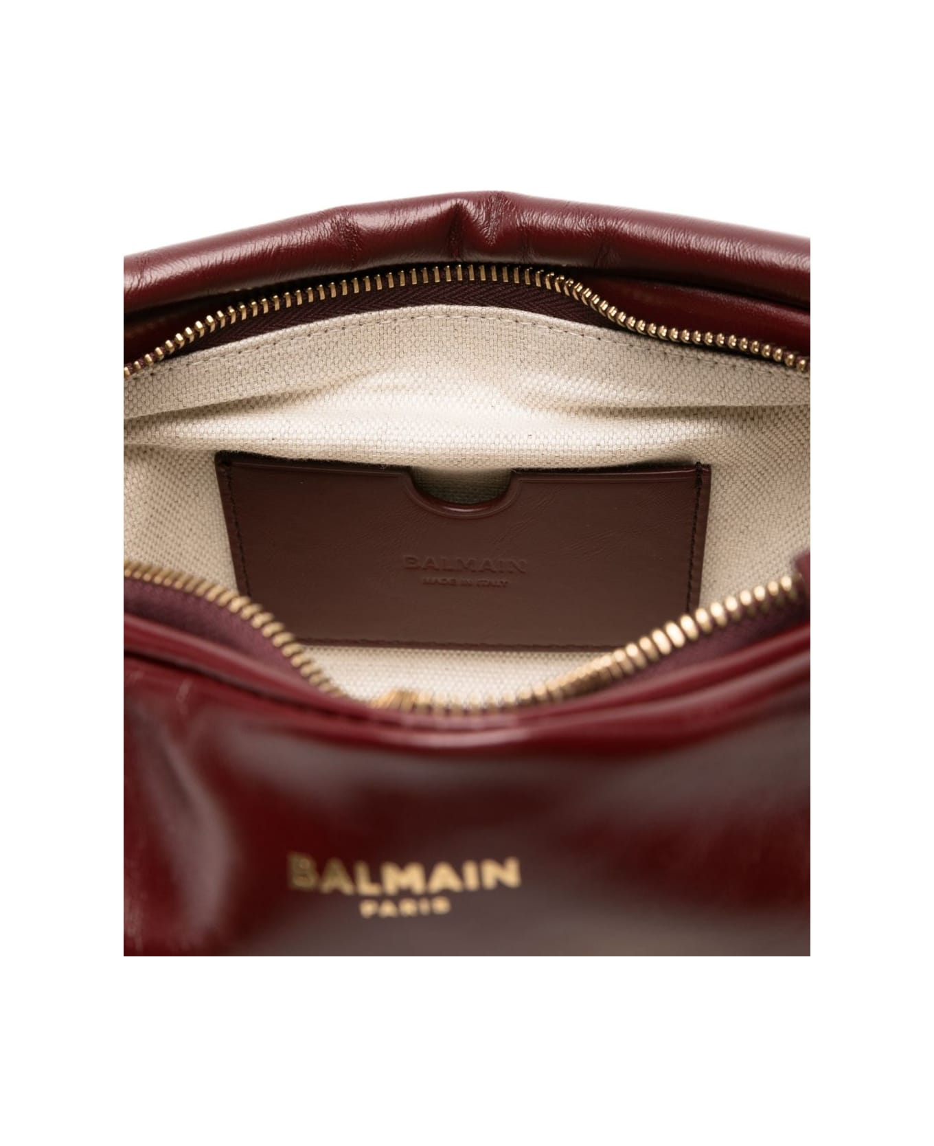Balmain Sync Medium Leather Shoulder Bag - Bordeaux