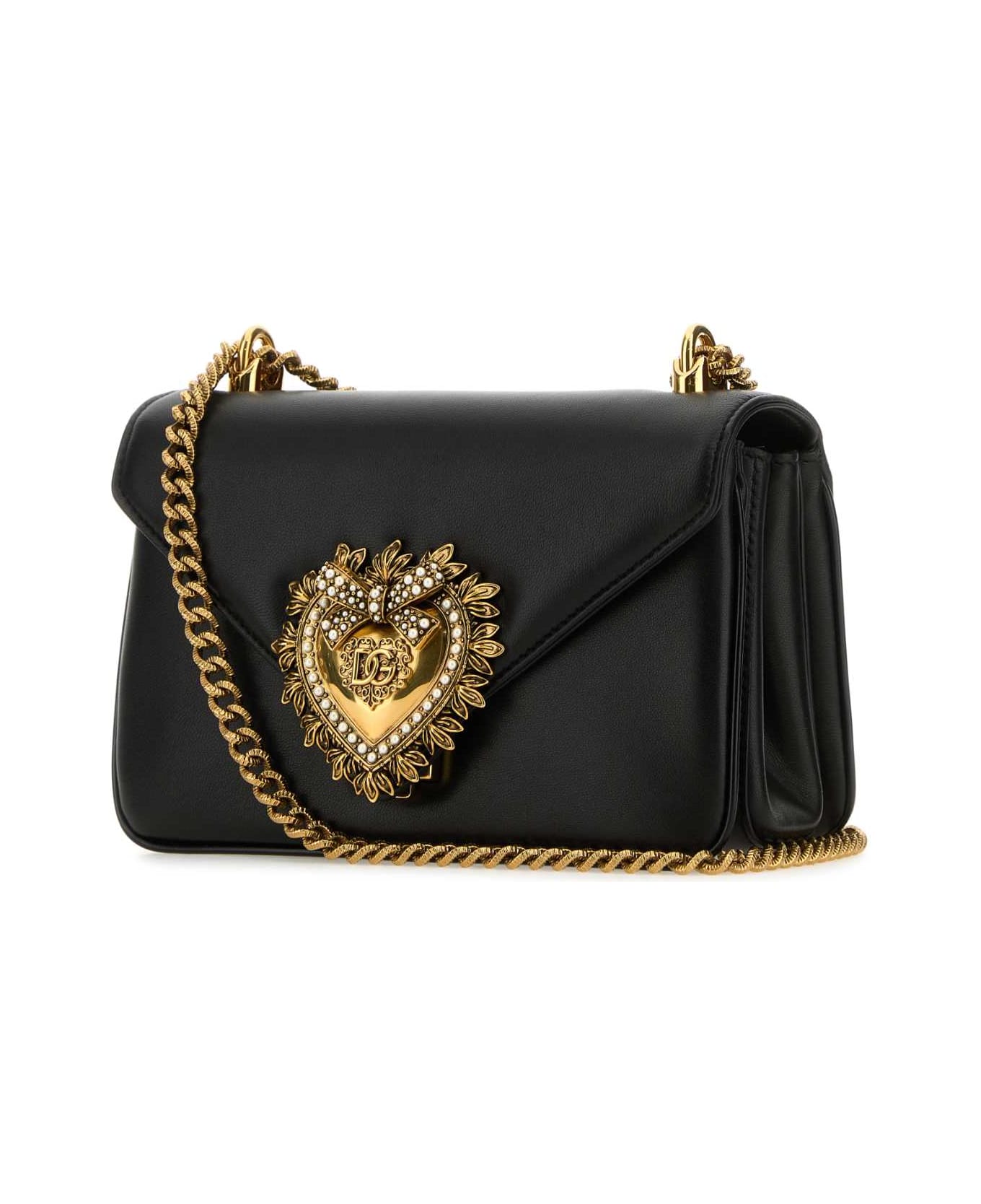 Dolce & Gabbana Black Nappa Leather Devotion Shoulder Bag - NERO
