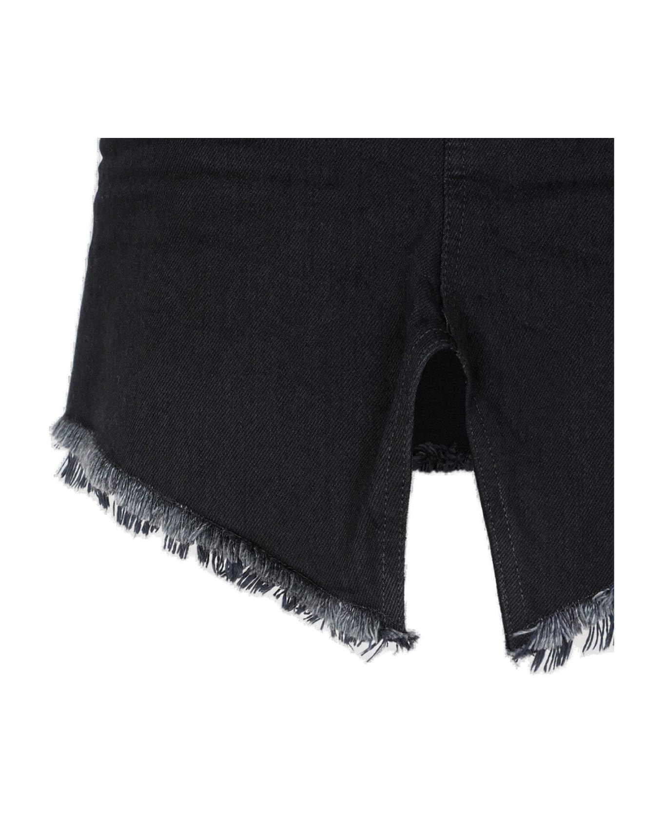 Balenciaga Frayed Edge Mini Denim Skirt - BLACK