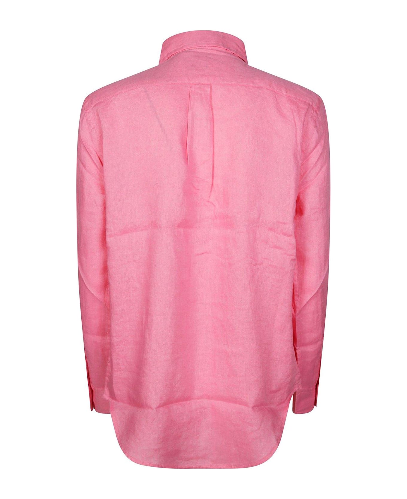 Polo Ralph Lauren Logo Embroidered Curved Hem Polo Shirt - Rosa Pallido