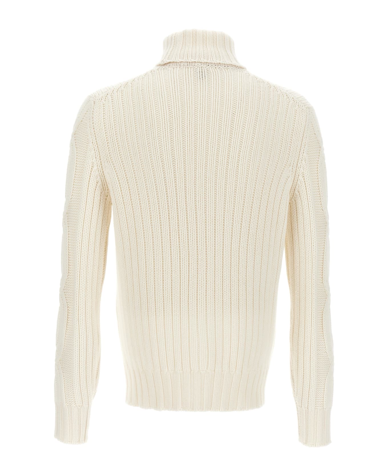 Brunello Cucinelli Braided Cashmere Turtleneck Sweater - Cream