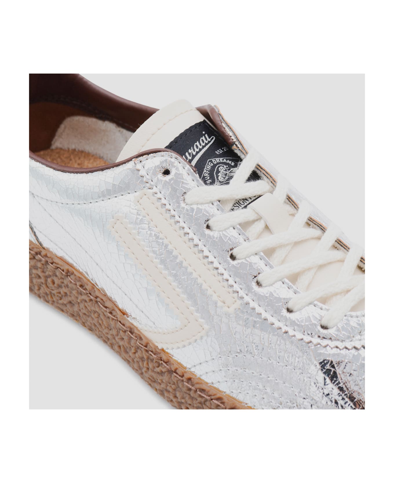 Puraai Silver Leather Sneakers - Silver