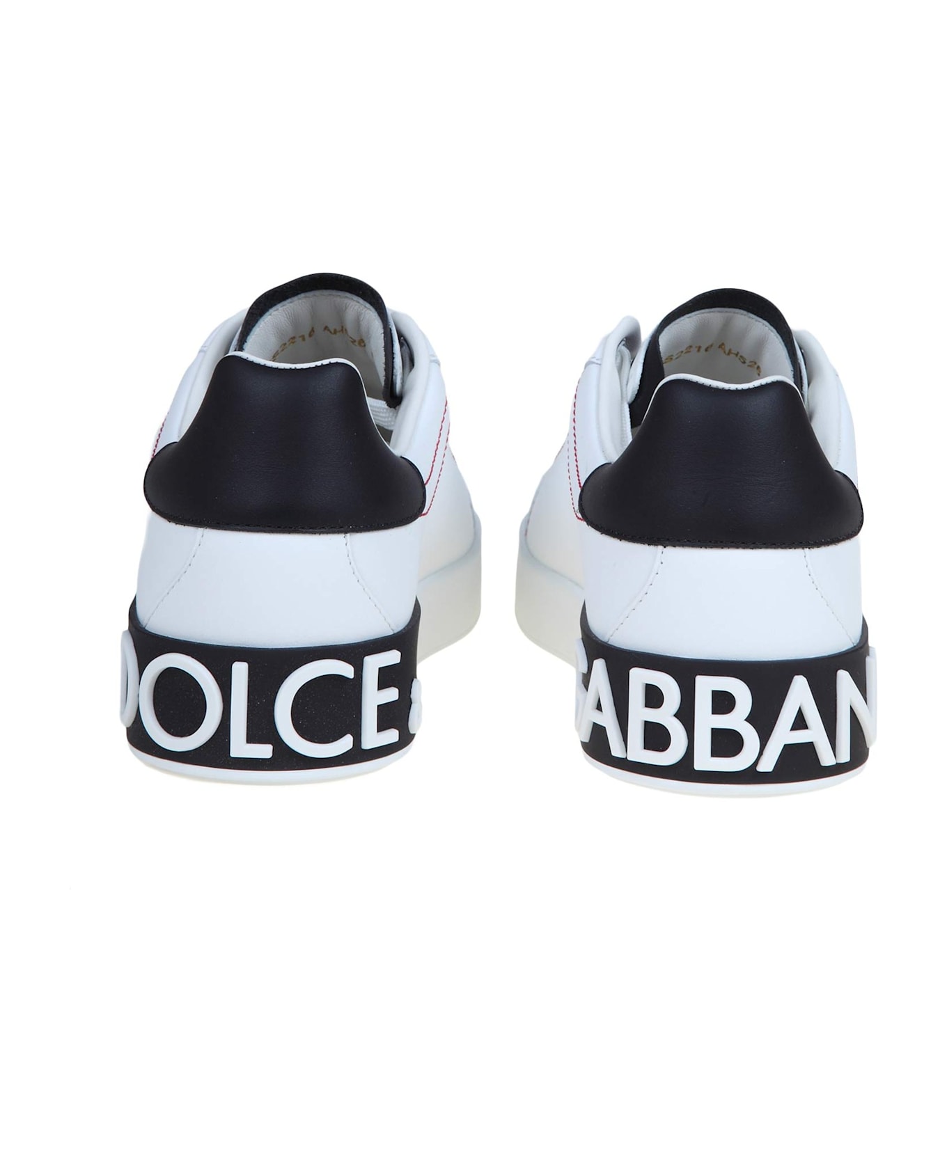 Dolce & Gabbana Portofino Sneakers In White Leather - white/black