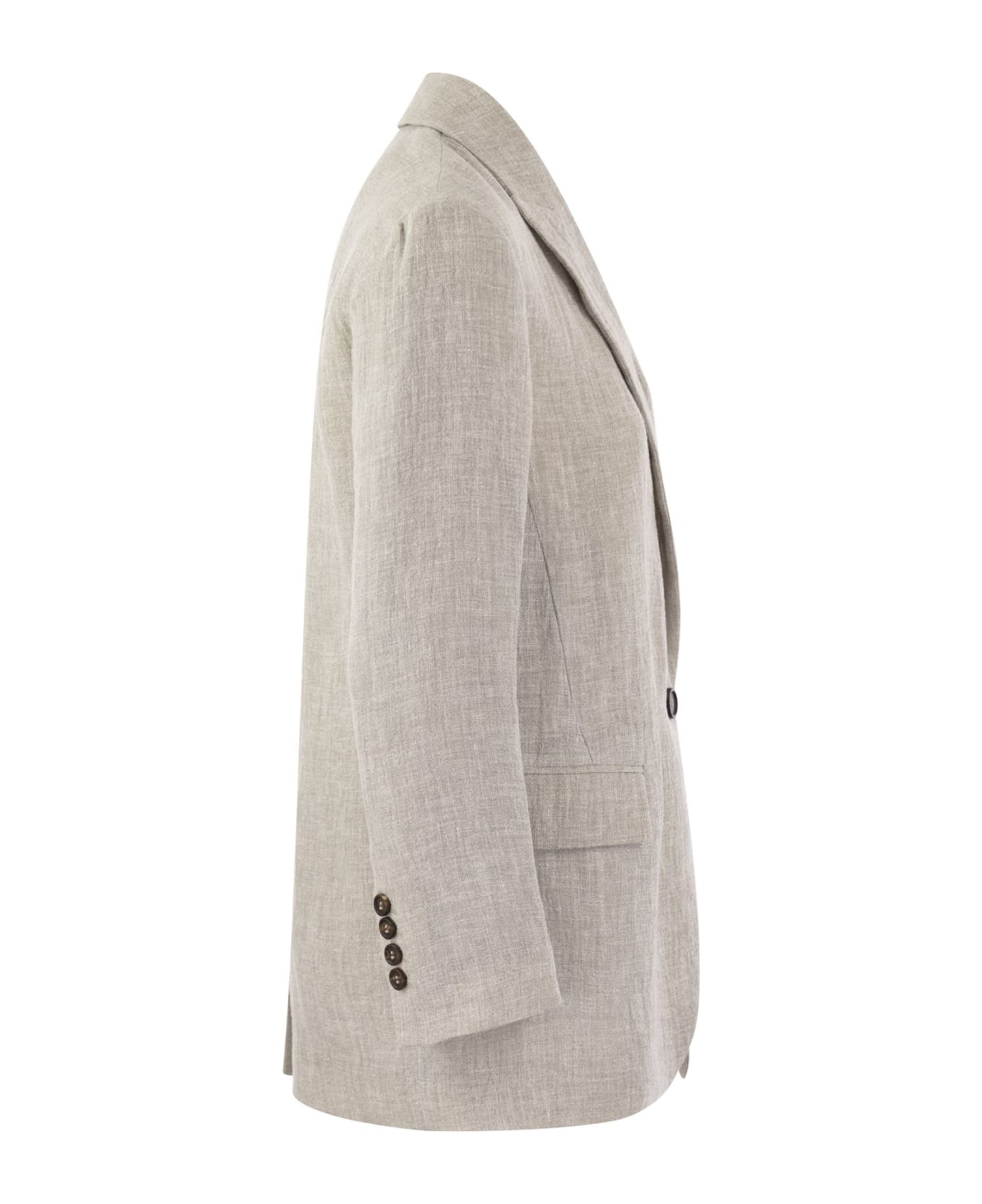 Brunello Cucinelli Lessivè Linen Canvas Jacket - Grey ブレザー
