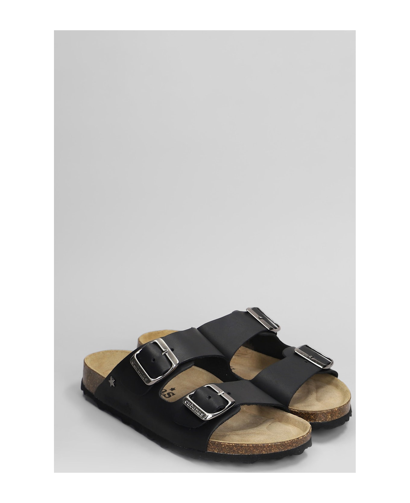 Cubanas Amalia Flats In Black Leather - black