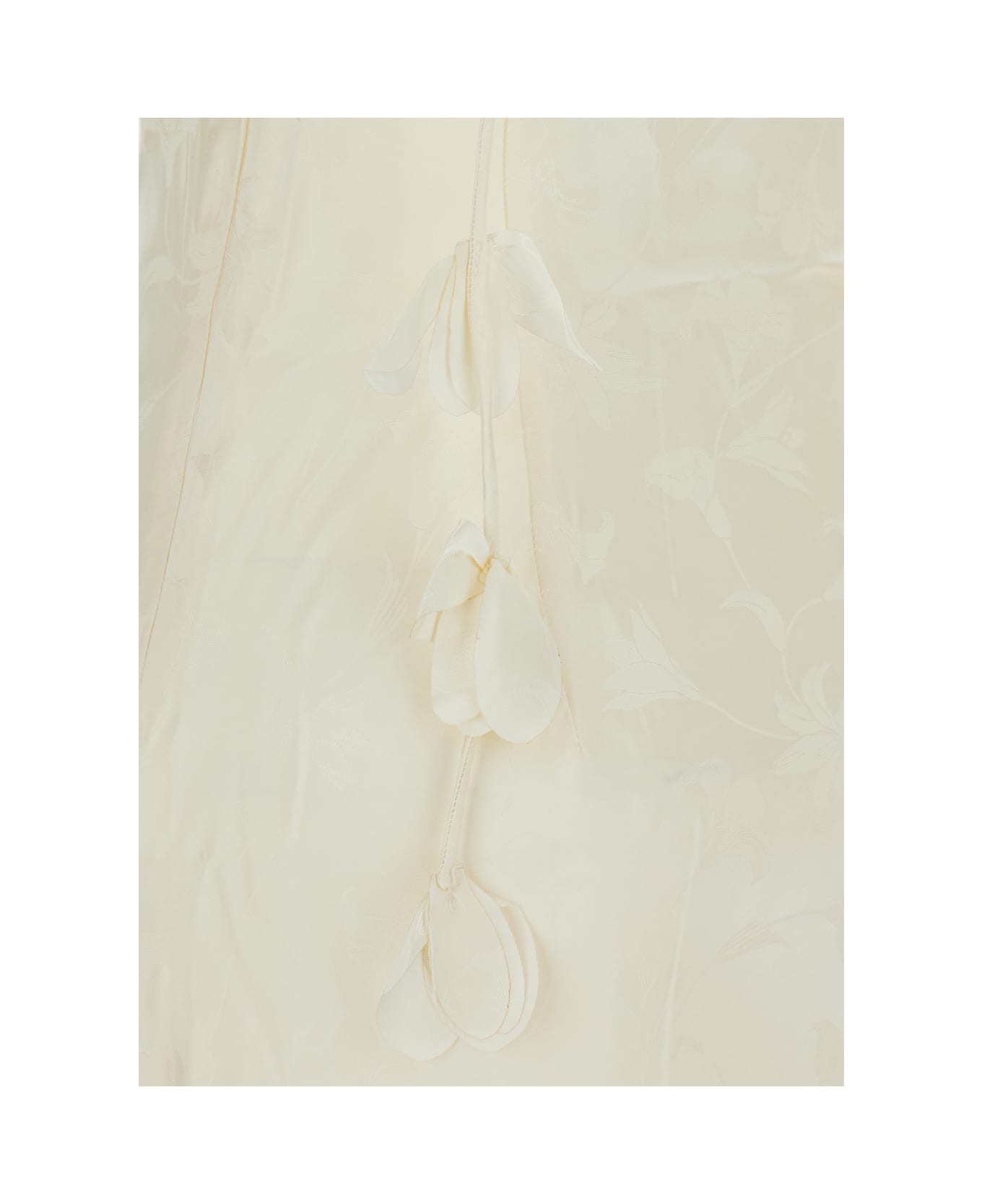 Rotate by Birger Christensen White Dress With Draped Neckline And All-over Floral Motif In Silk Woman - White