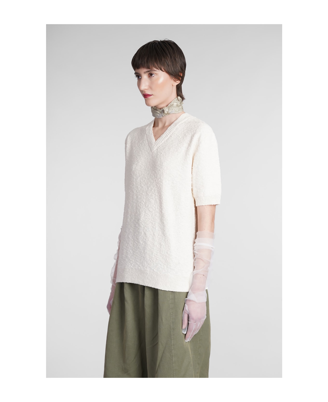 Maison Margiela Knitwear In White Cotton - white フリース