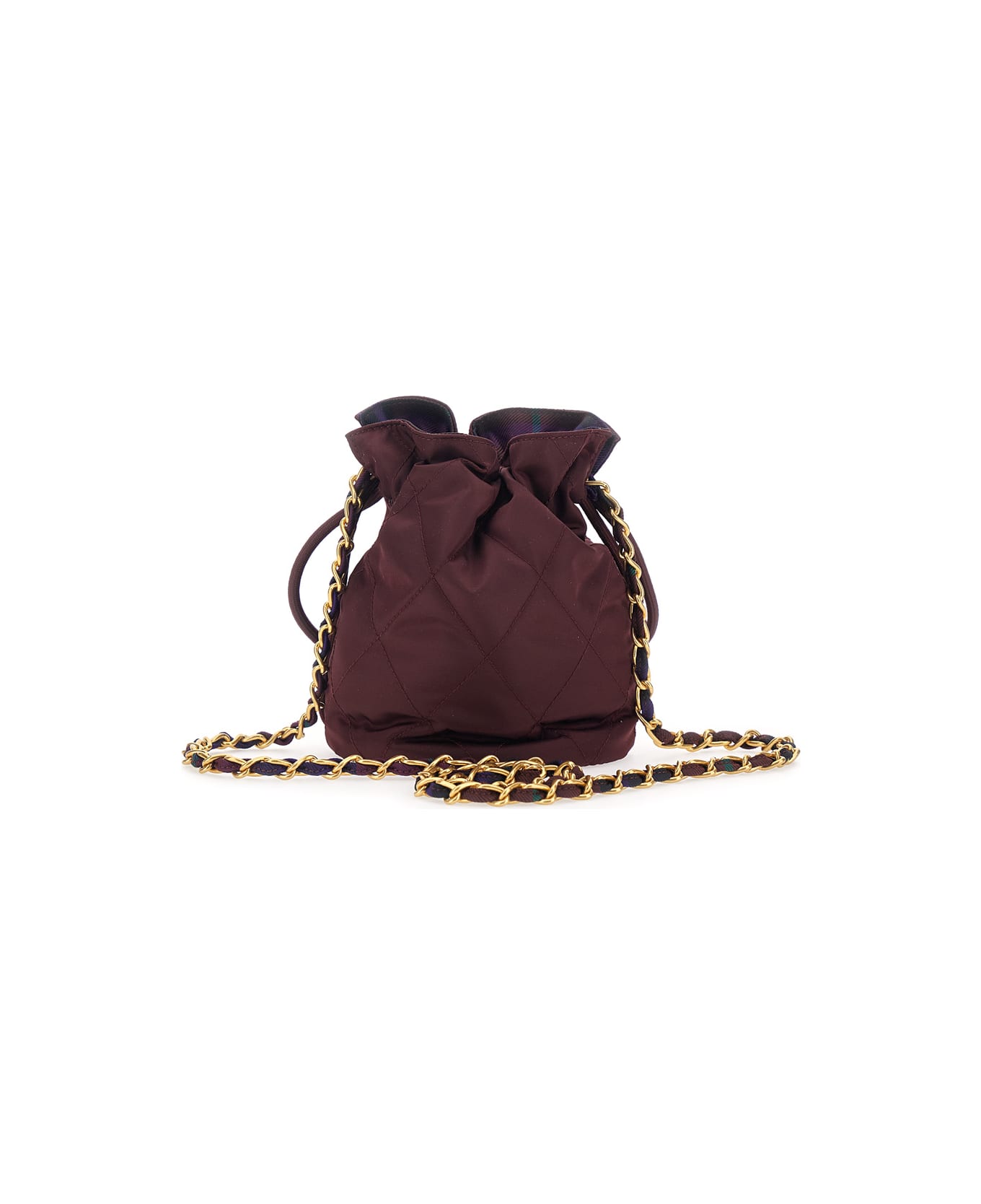 Burberry Bordeaux Handbag With Chain Shoulder Strap And Ekd Patch On The Front In Fabric Woman - Bordeaux