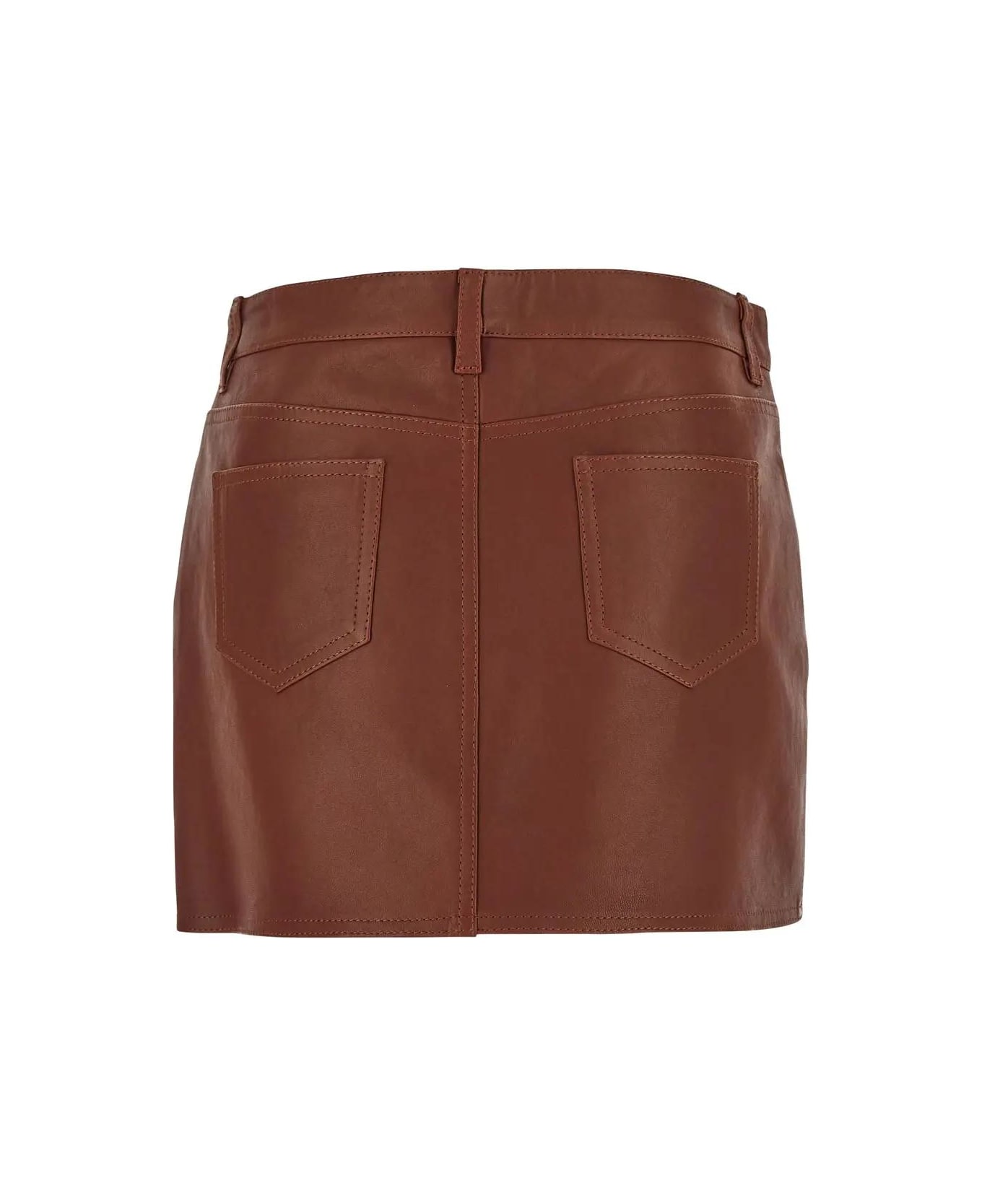 Etro Leather Mini Skirt - BROWN
