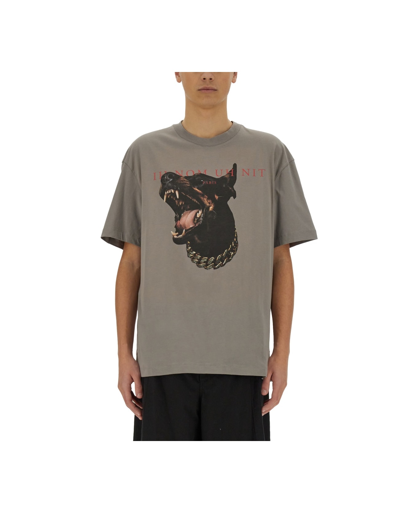 ih nom uh nit Dobermann Print T-shirt - GREY