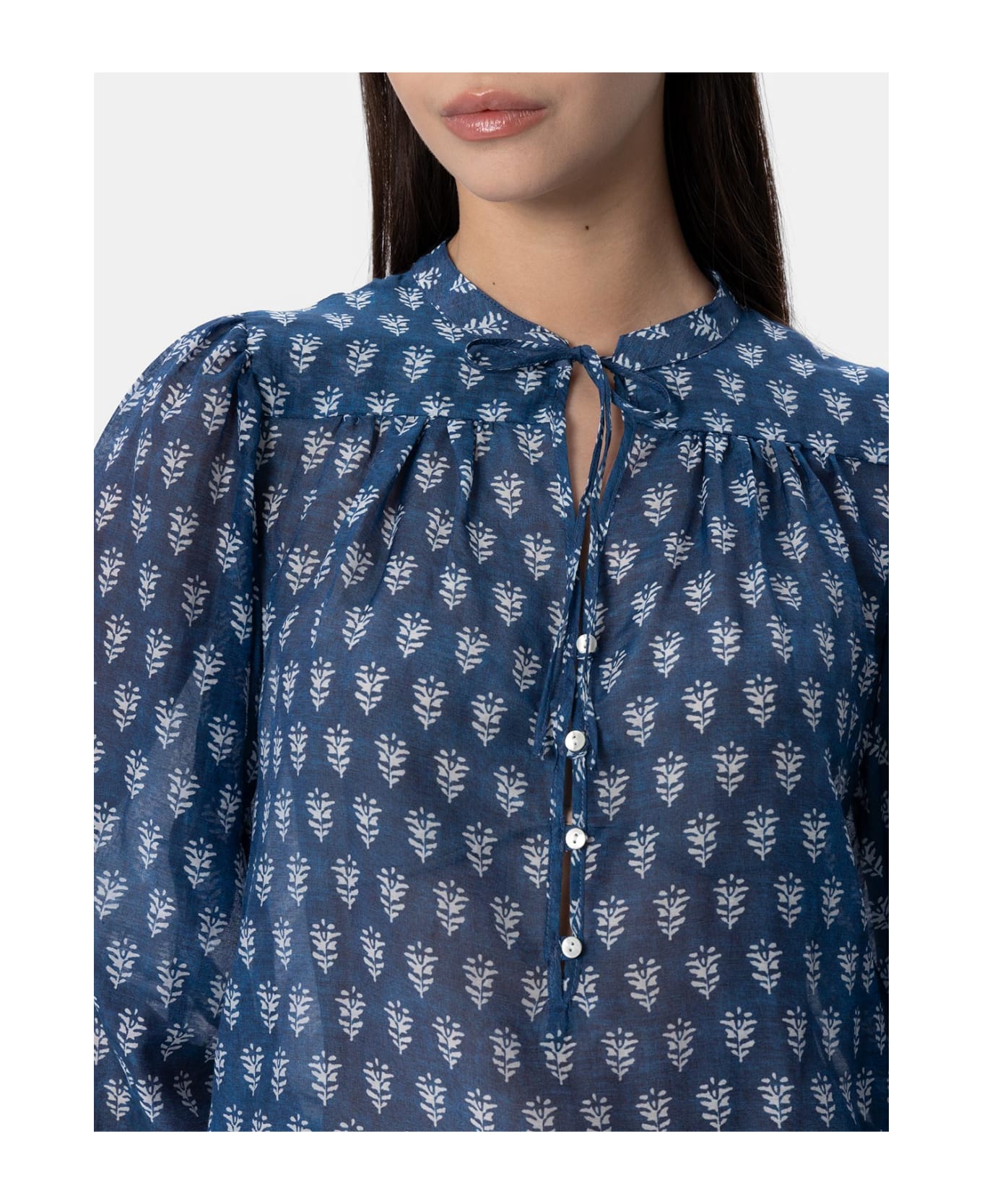 MC2 Saint Barth Woman Silk Voile Blouse Harper - BLUE