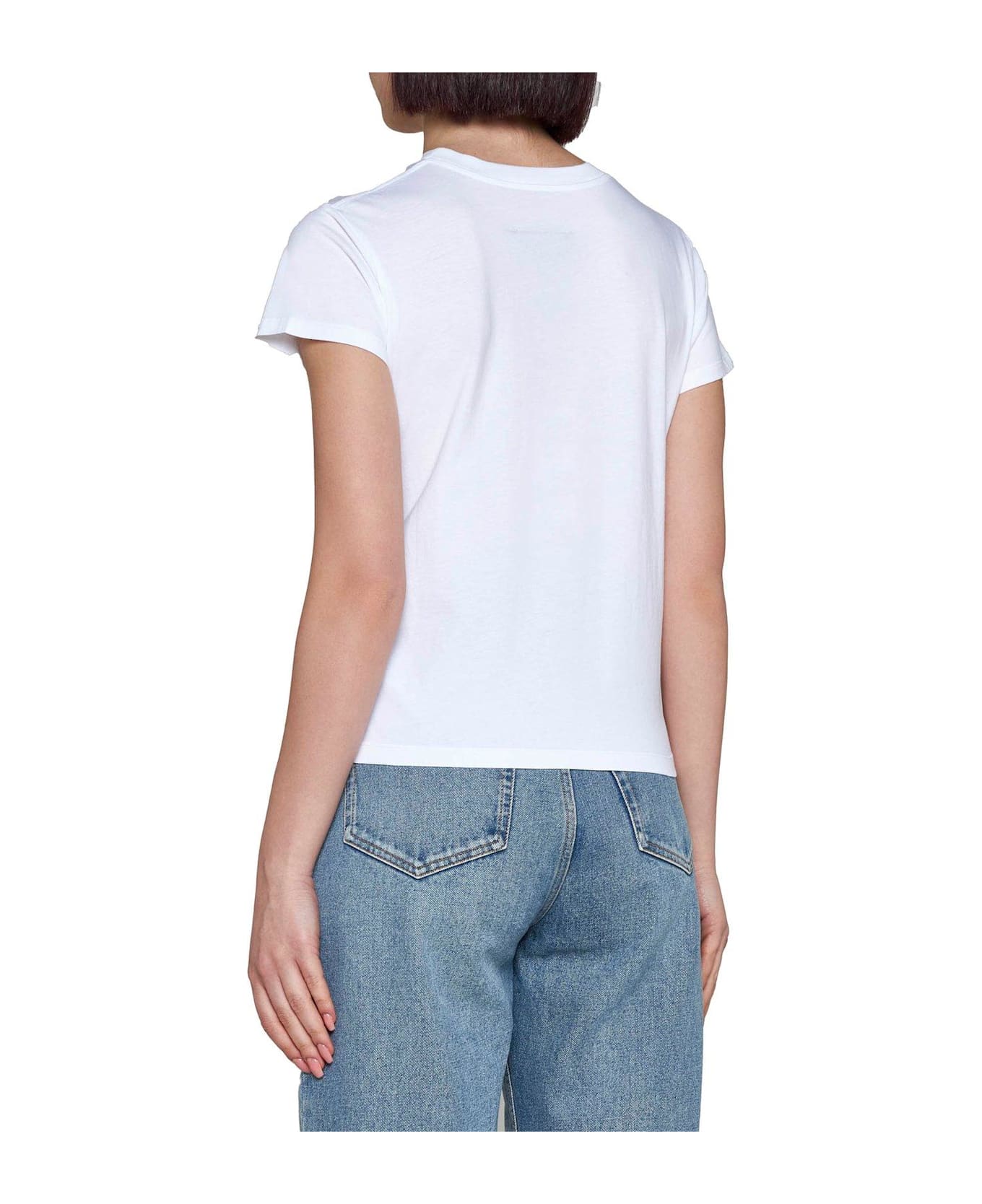 MM6 Maison Margiela Logo Patch Crew Neck T-shirt - White