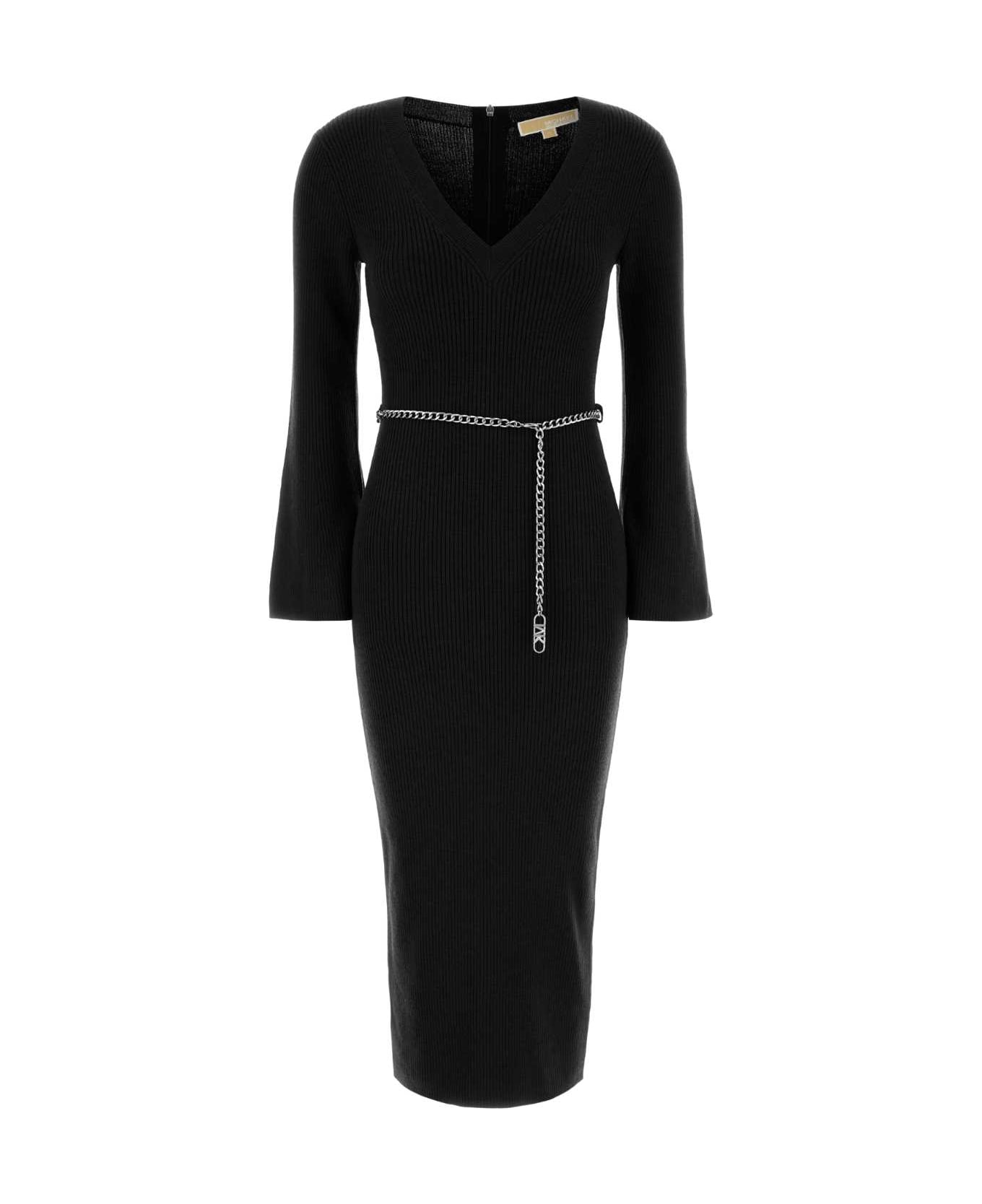 Michael Kors Black Wool Blend Dress - BLACK