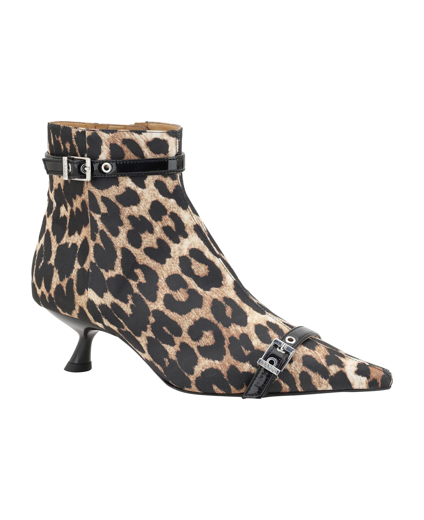Ganni Eyelets Ankle Boots - Leopard