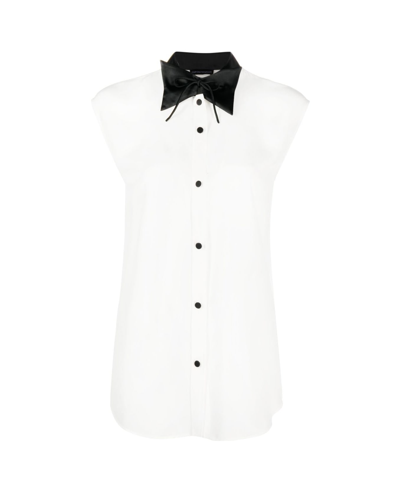 Emporio Armani Sleeveless Shirt With Bow - Silk White シャツ