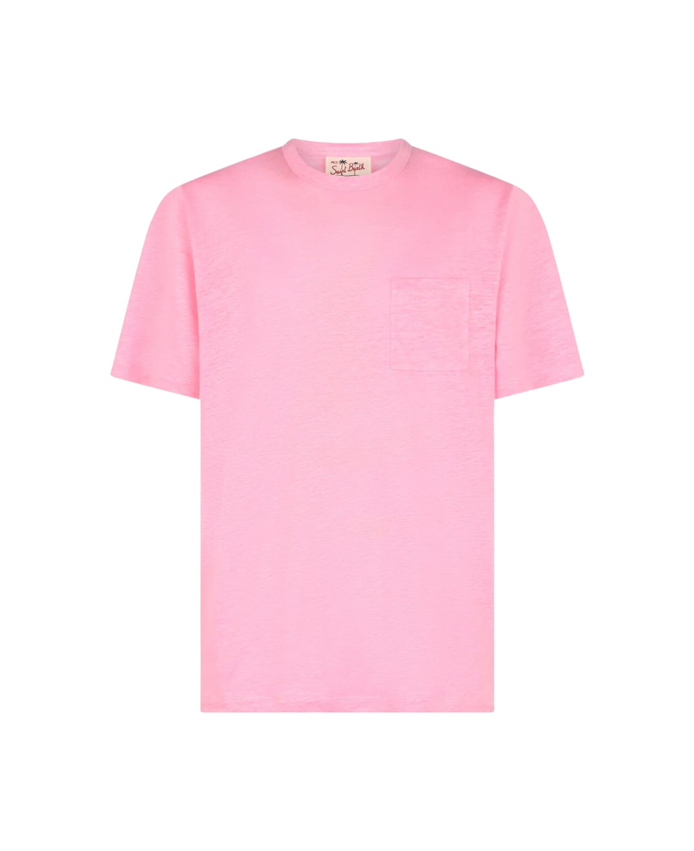 MC2 Saint Barth Linen T-shirt With Front Pocket - Bubble Pink