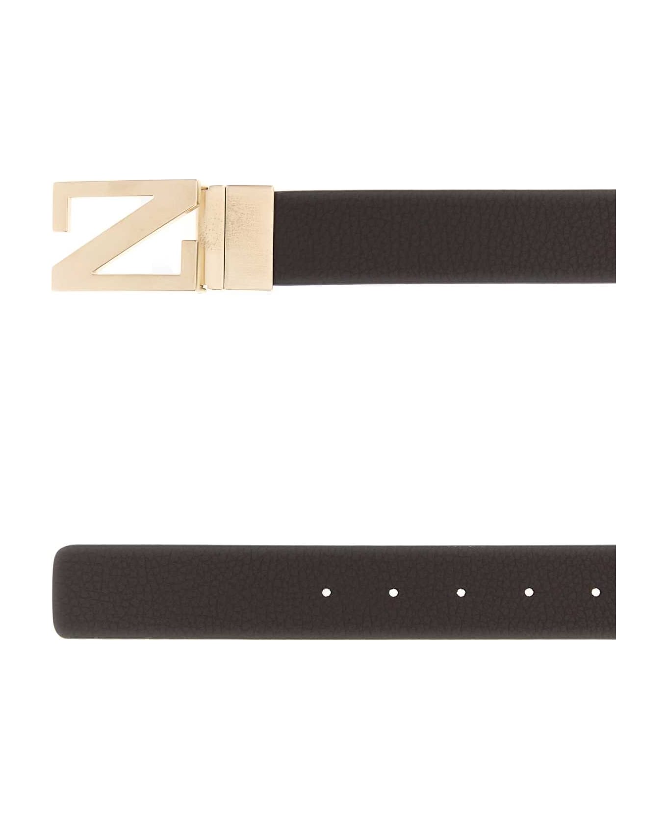 Zegna Brow Leather Reversible Belt - CHN