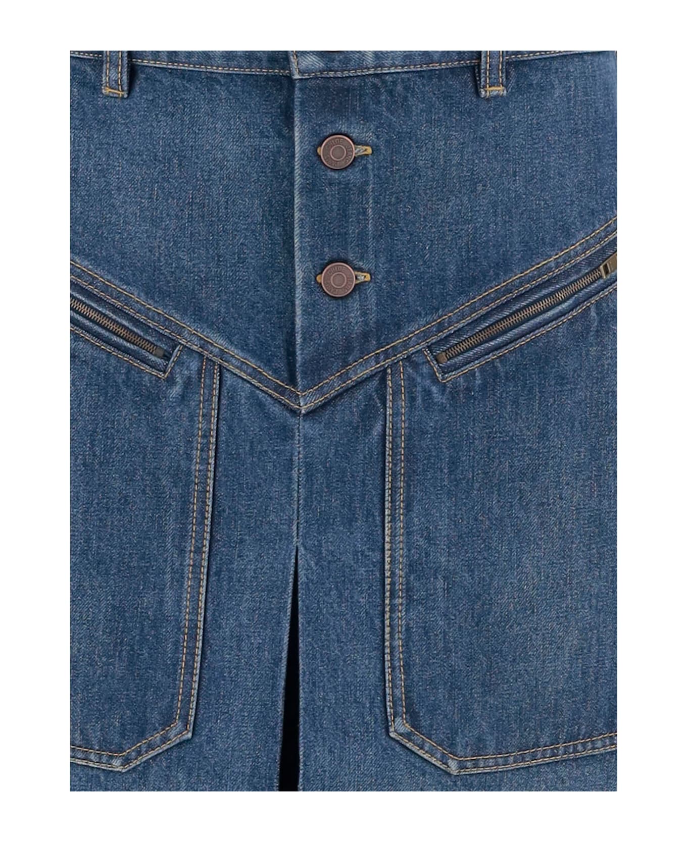Chloé Knee-length Skirt In Cotton Denim - Denim