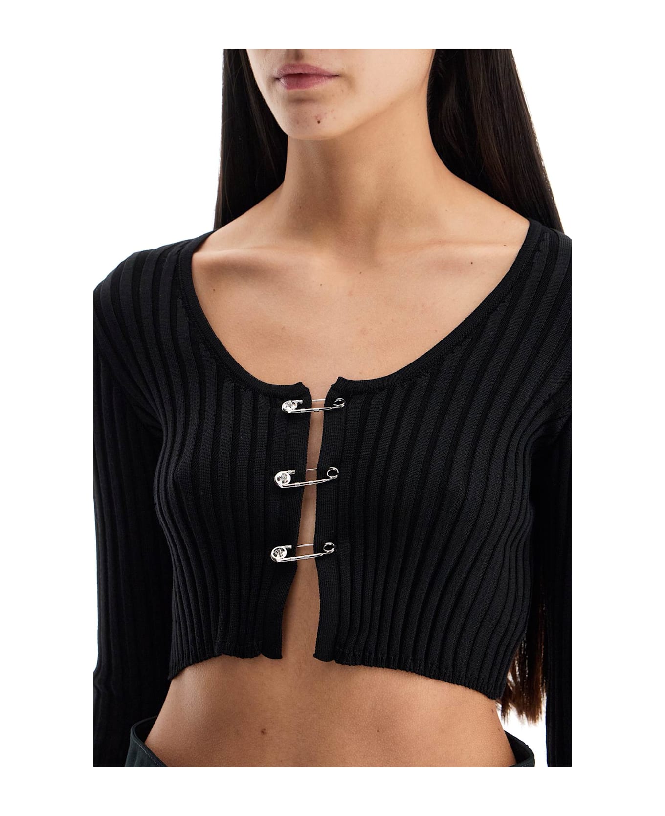 Versace 
cropped Safety Pin Cardigan - BLACK (Black)