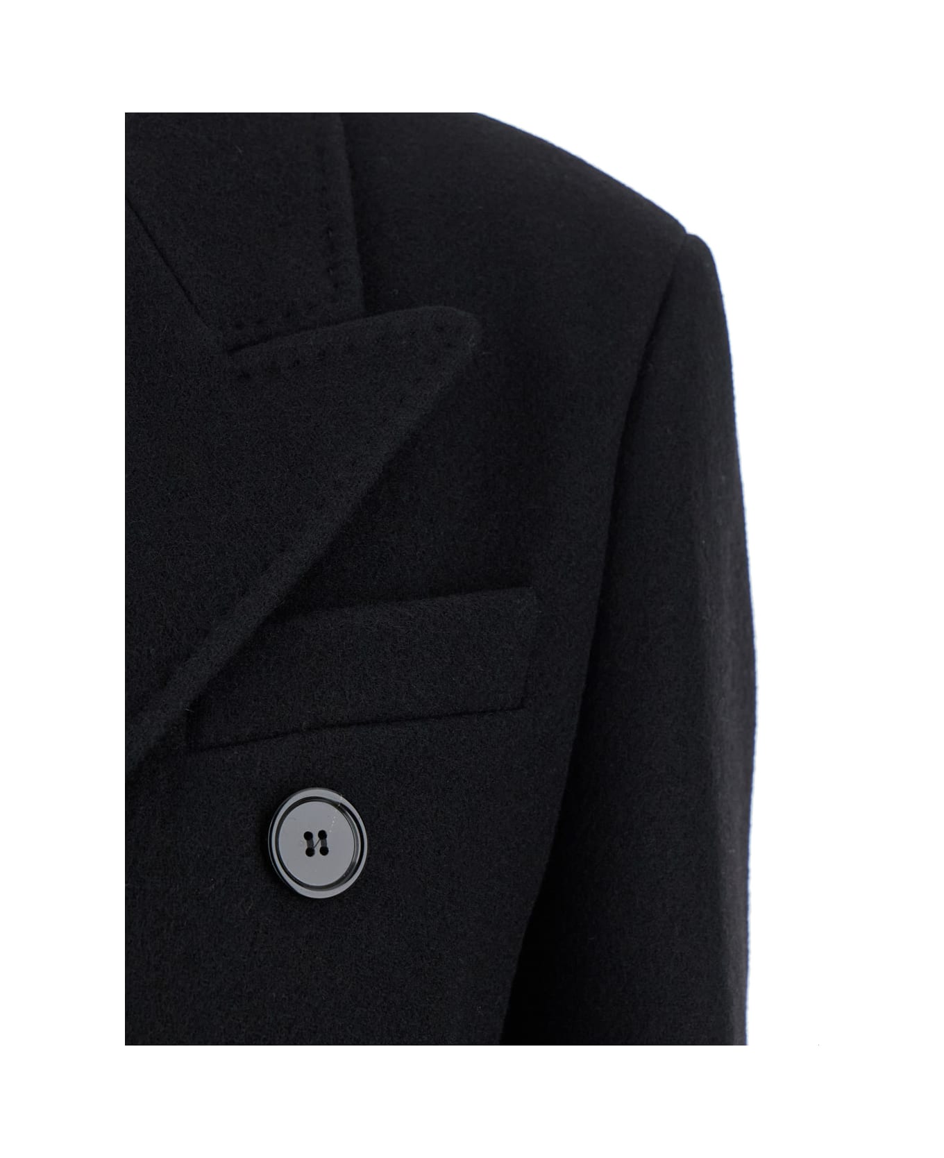 Ami Alexandre Mattiussi Black Double-breasted Coat With Peak Revers In Wool Woman - Black