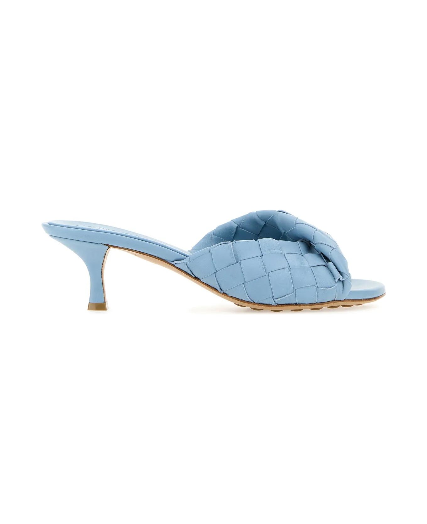 Bottega Veneta Light Blue Leather Blink Mules - Blue