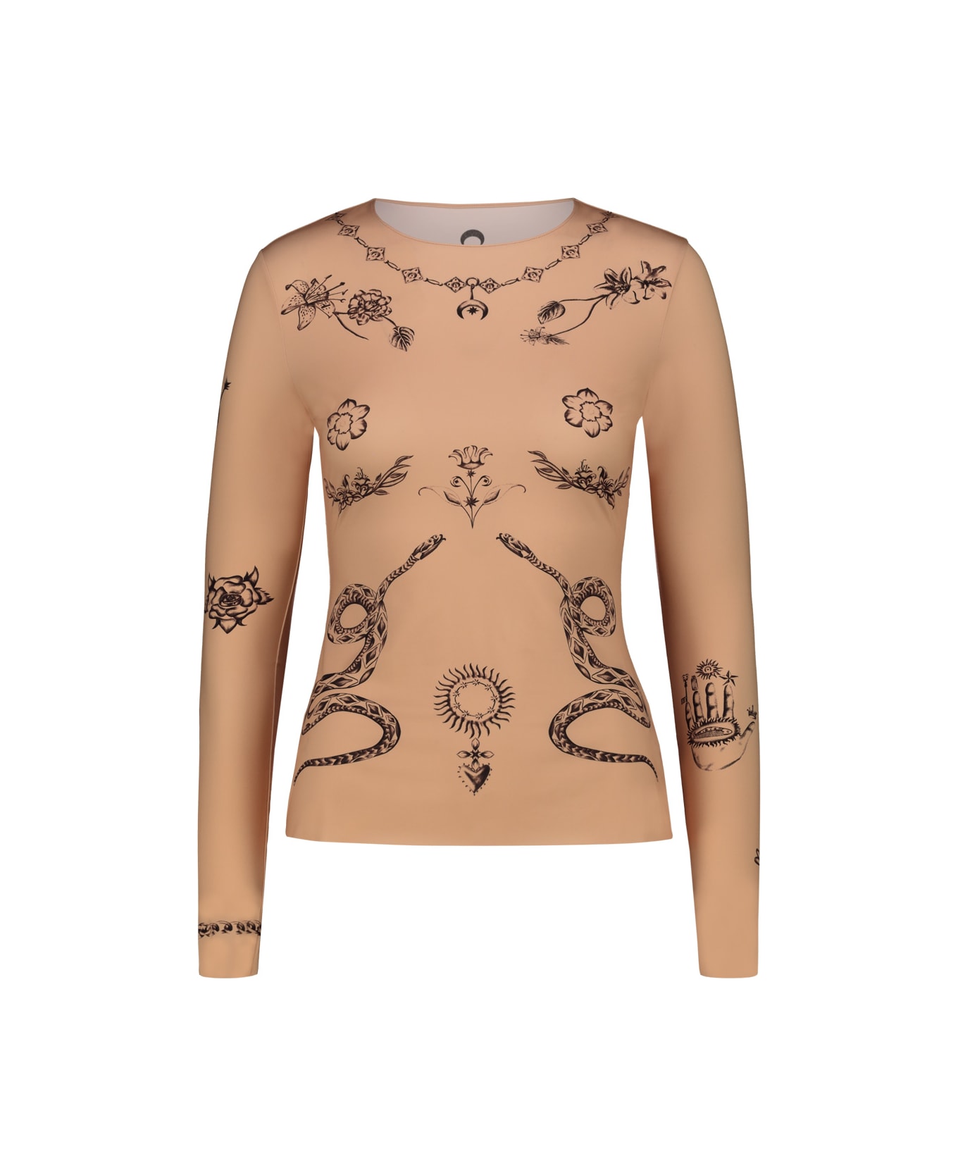 Marine Serre Second Skin Round Neck Top - Light Tan