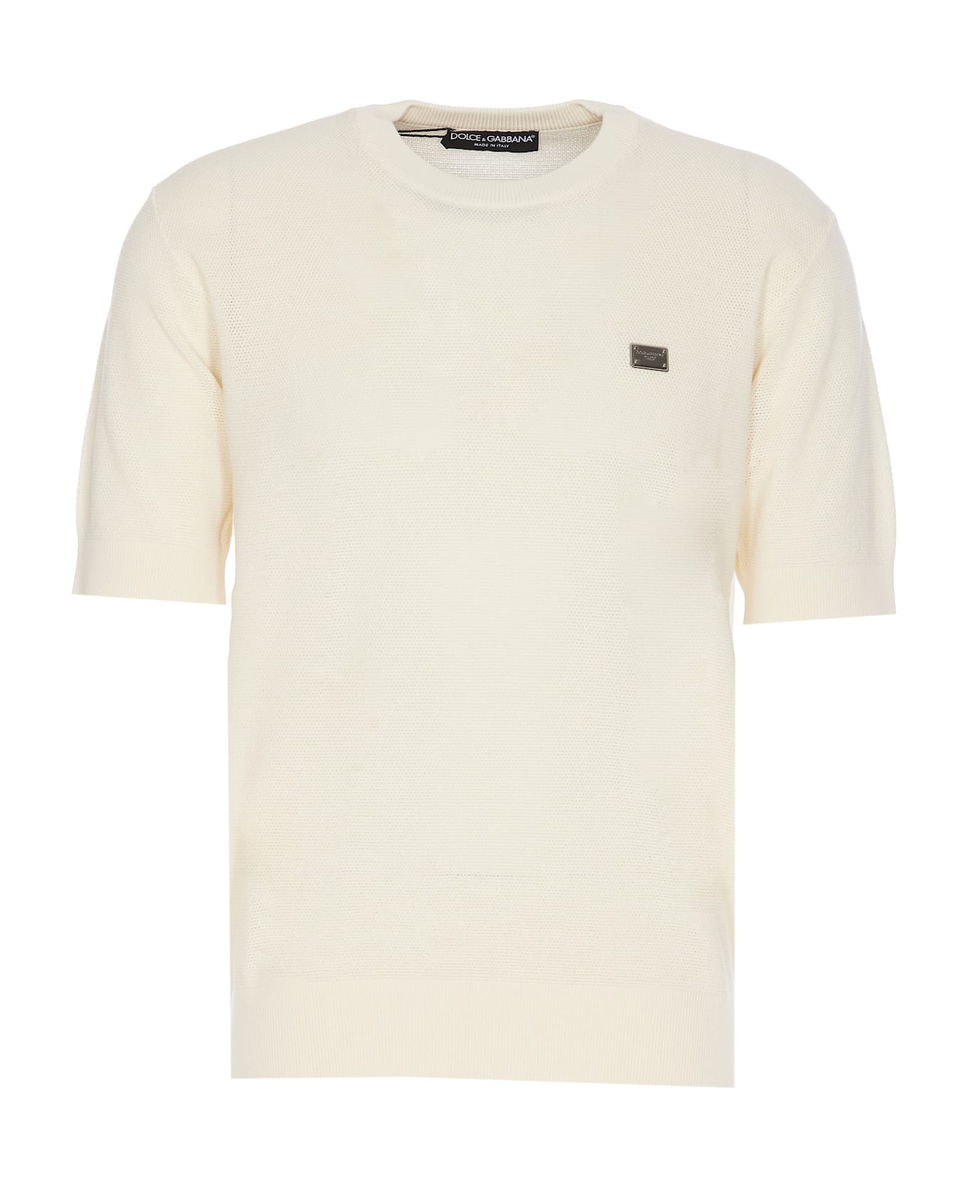 Dolce 
Gabbana Logo Plaque T-shirt - Beige