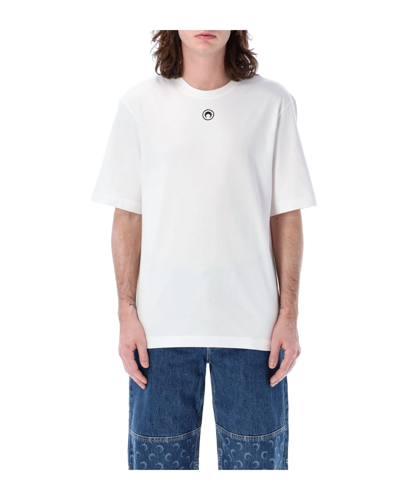 Marine Serre Organic Cotton Jersey Plain T-shirt - White