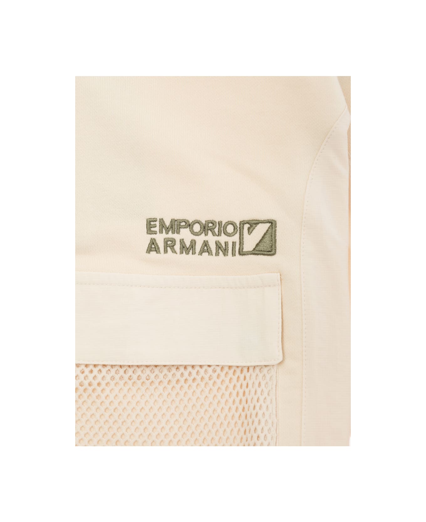 Emporio Armani Beige High Neck Sweatshirt With Logo Print In Cotton Blend Boy - Beige