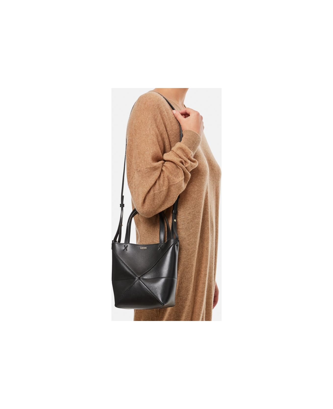 Loewe Mini Puzzle Leather Tote Bag - Black