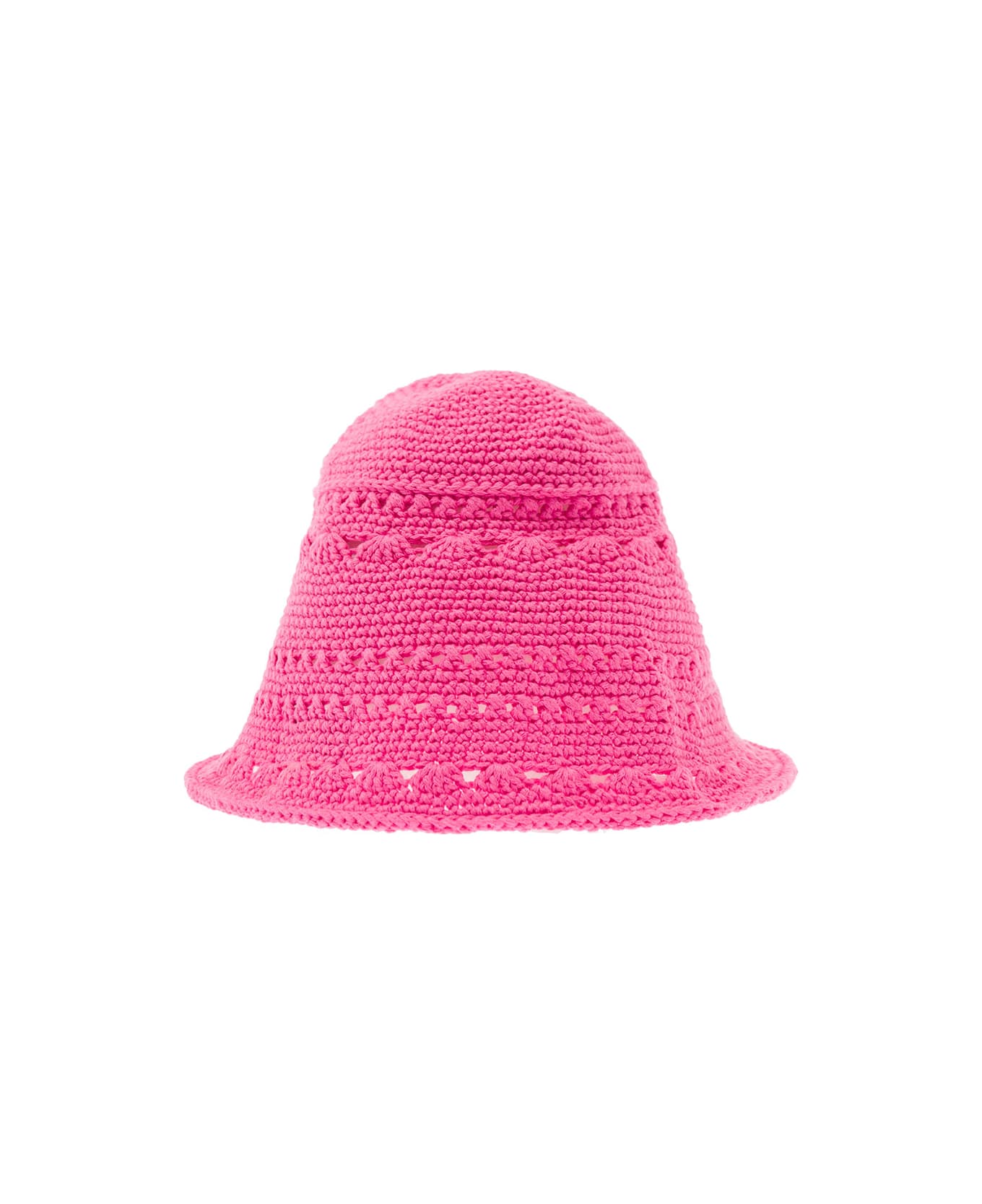 Ganni Cotton Crochet Bucket Hat Solid - Pink