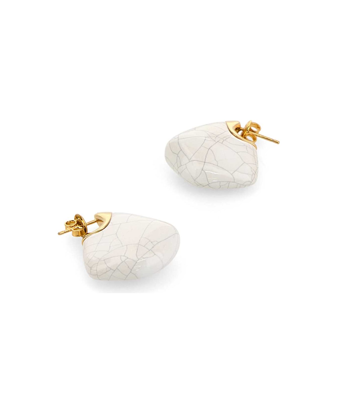 Bottega Veneta Ceramic And Silver Small Finn Earrings - CHALK