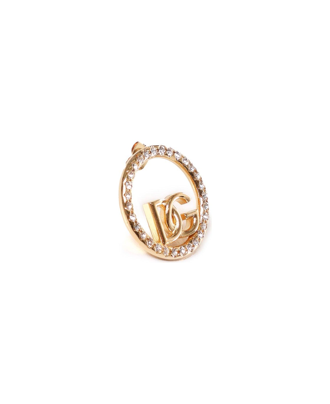 Dolce & Gabbana Dg Logo Embellished Hoop Earrings - Gold