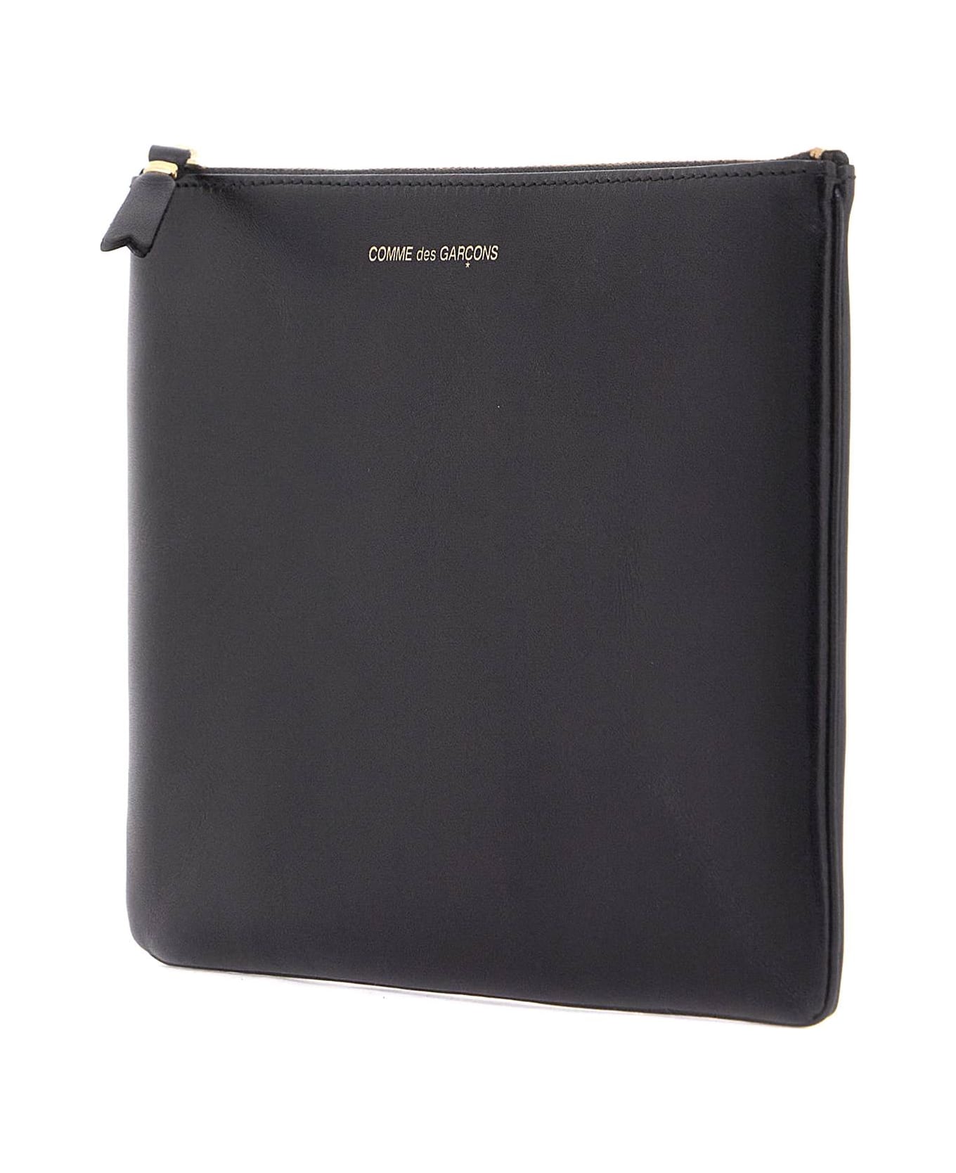 Comme des Garçons Wallet Smooth Leather Pouch In Seven Words - BLACK (Black)